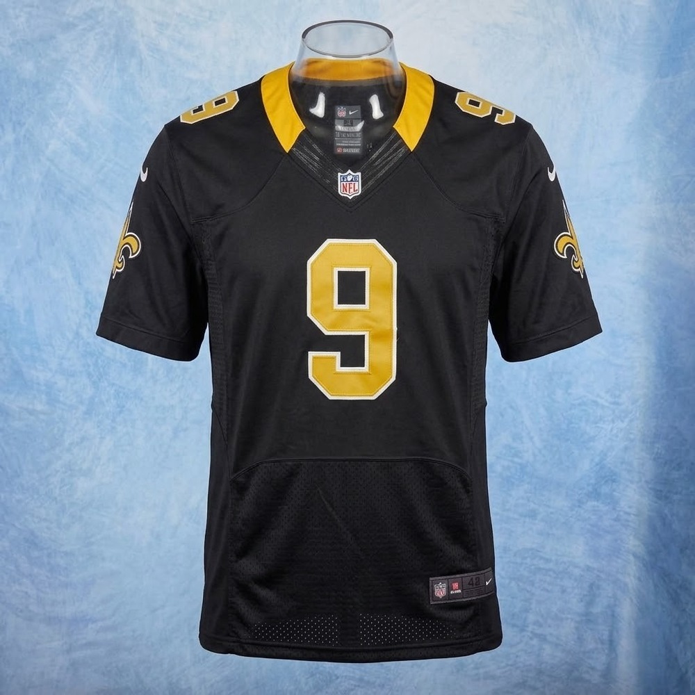 Nike New Orleans Saints Drew Brees Jersey Black Gold NFL On Field Mens Size 48